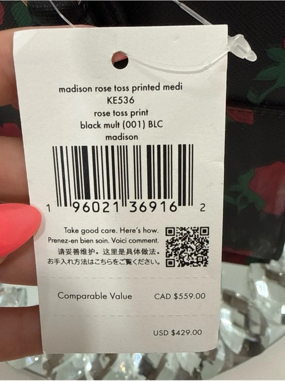 ✨ NEW WITH TAGS ✨ Kate Spade Madison Rose Toss Medium Satchel 🖤🌹
